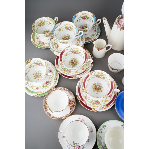 40 - A box of assorted Shelley, Paragon and Adderley tea and coffee wares, comprising a Shelley Dubarry h... 