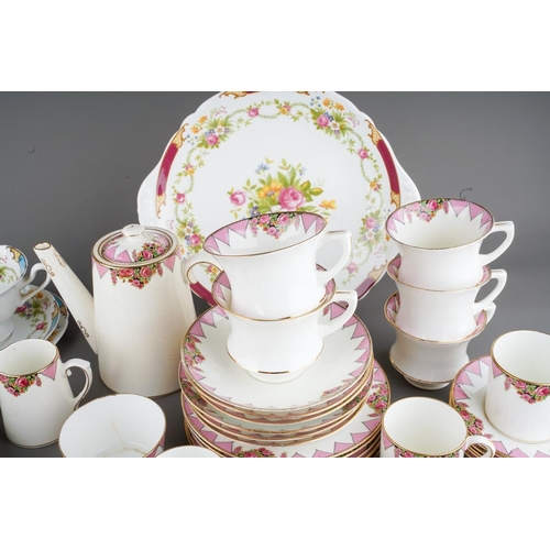 40 - A box of assorted Shelley, Paragon and Adderley tea and coffee wares, comprising a Shelley Dubarry h... 