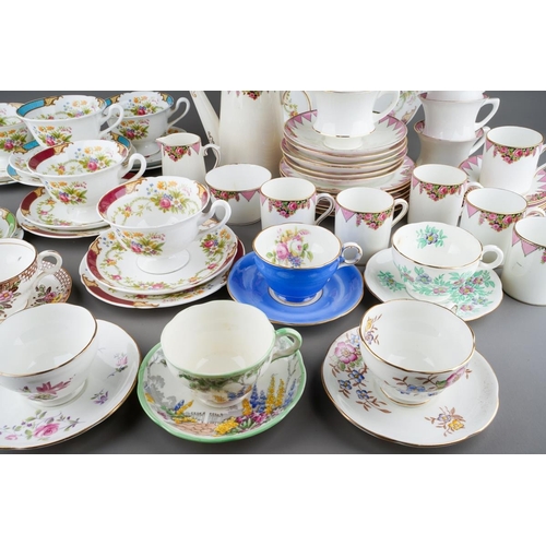 40 - A box of assorted Shelley, Paragon and Adderley tea and coffee wares, comprising a Shelley Dubarry h... 