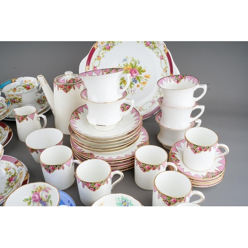 40 - A box of assorted Shelley, Paragon and Adderley tea and coffee wares, comprising a Shelley Dubarry h... 