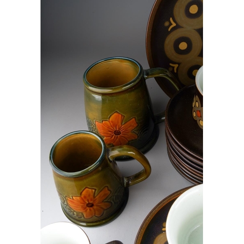 45 - A collection of Denby pottery Arabesque pattern to include teapot, six cups and saucers, 6 various s... 