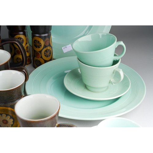 45 - A collection of Denby pottery Arabesque pattern to include teapot, six cups and saucers, 6 various s... 