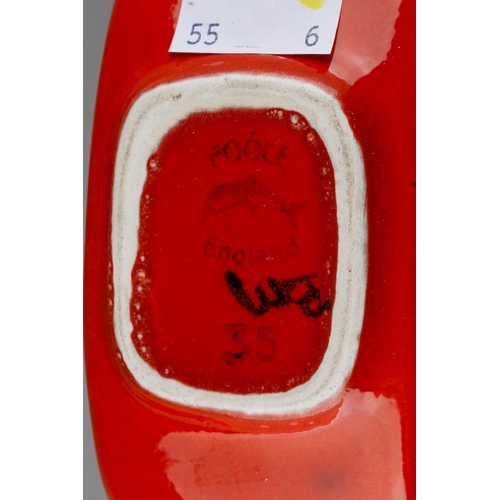 57 - Two Poole Pottery Delphis shape no 35 vases, one stamped with artist's initials and numbered togethe... 