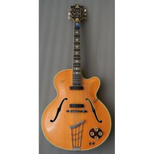 333 - A Hofner six string electric guitar, serial no. 2379, with plated mounts, the eb finger board inlaid... 