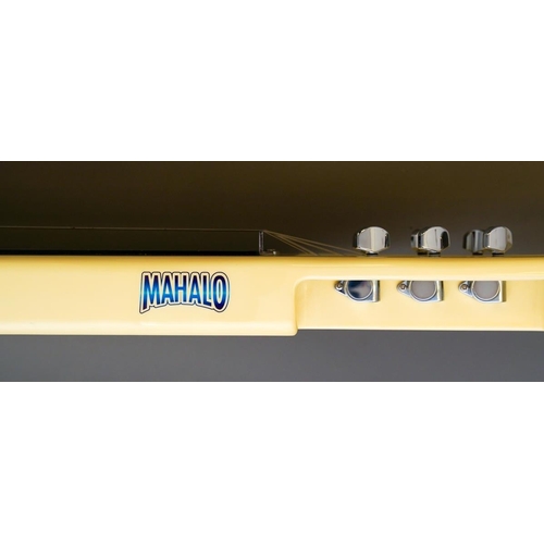 335 - A Chinese made Mahalo Hawaiian surf board style six string Lap steel guitar, with legs, in branded s... 