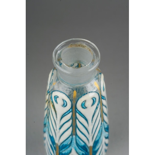 587 - An early 20th century Baccarat glass and enamel scent bottle in the form of an Egyptian Alabastron, ... 