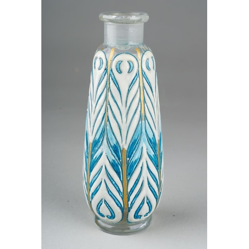 587 - An early 20th century Baccarat glass and enamel scent bottle in the form of an Egyptian Alabastron, ... 