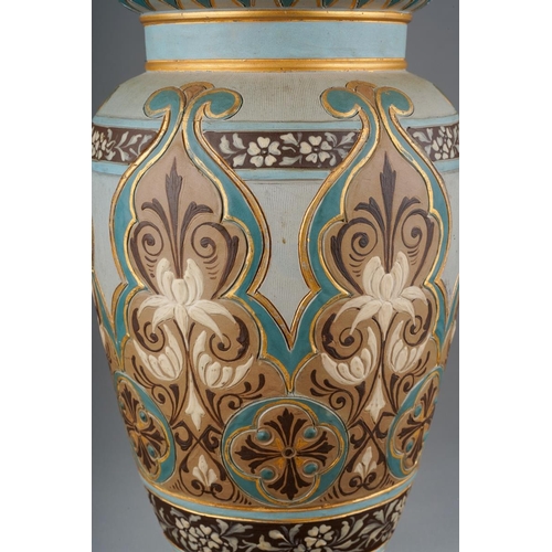 615 - Eliza Simmance Doulton silicon ware vase, approx 26 cm tall