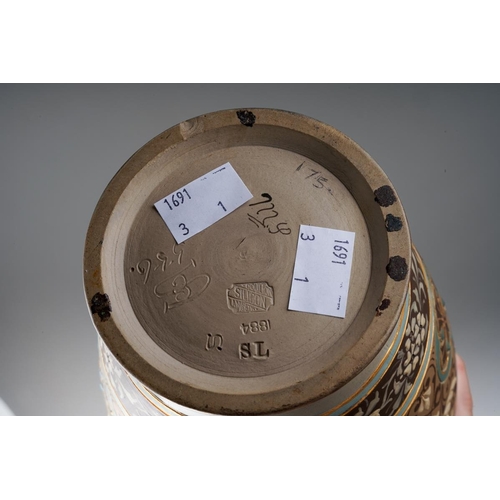 615 - Eliza Simmance Doulton silicon ware vase, approx 26 cm tall