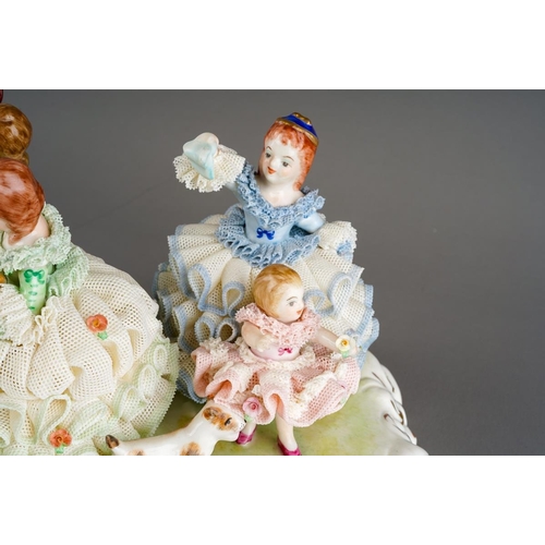 An Irish Dresden porcelain figure group titled 'Wedding Game