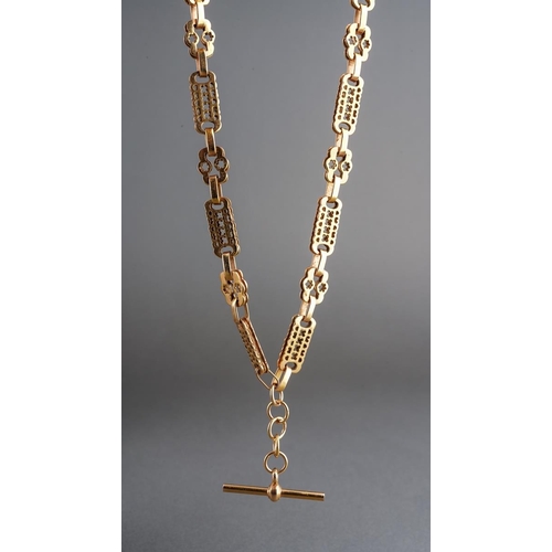 788 - A 9ct gold chain with T bar and swivel clasp, hallmarked 9ct gold, approx gross weight 37.7 grams.