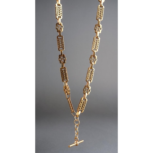 788 - A 9ct gold chain with T bar and swivel clasp, hallmarked 9ct gold, approx gross weight 37.7 grams.