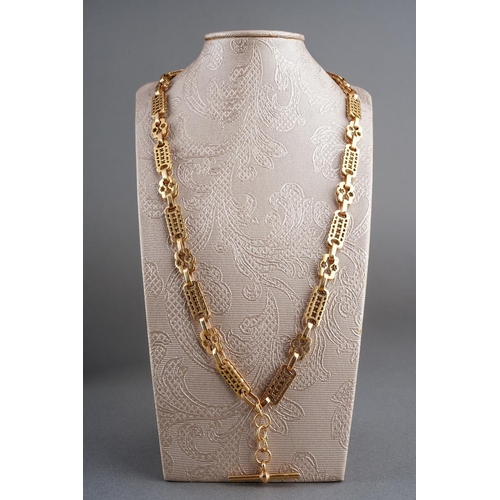 788 - A 9ct gold chain with T bar and swivel clasp, hallmarked 9ct gold, approx gross weight 37.7 grams.
