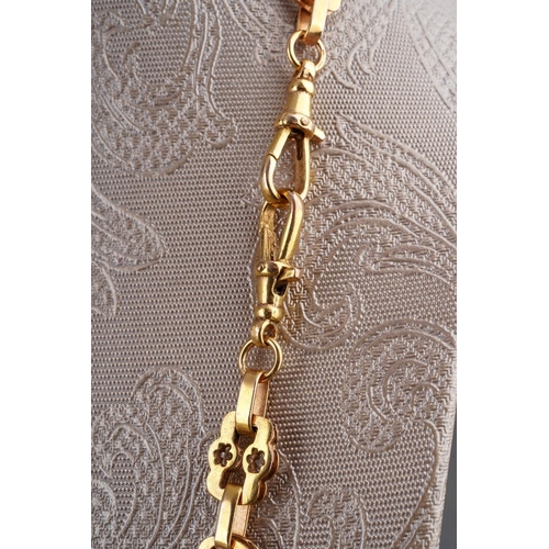 788 - A 9ct gold chain with T bar and swivel clasp, hallmarked 9ct gold, approx gross weight 37.7 grams.