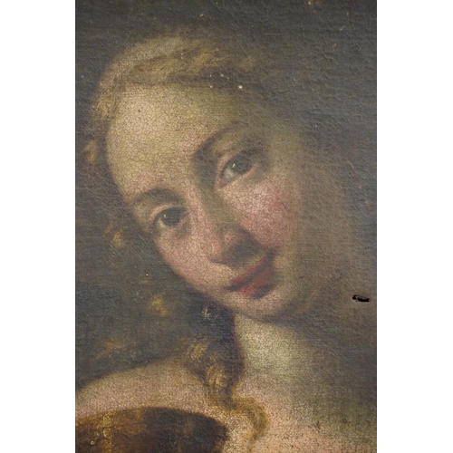 816 - 17th / 18th century Italian School, head and shoulders portrait of a female figure holding a goblet ... 