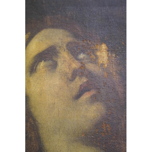 817 - 17th century Italian School, head and shoulders portrait of a religious male figure with eyes lookin... 
