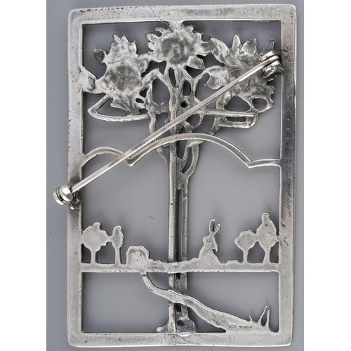 8 - White metal (marked 925) brooch, marked JMS, gross weight approx. 16.7g, 6.3 cm x 4.4cm