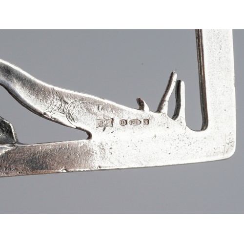8 - White metal (marked 925) brooch, marked JMS, gross weight approx. 16.7g, 6.3 cm x 4.4cm