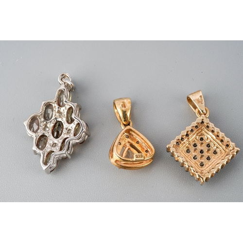 11 - Collection of 3 pendants to include 9 ct gold natural champagne diamond set one, 9 ct gold Andalusit... 