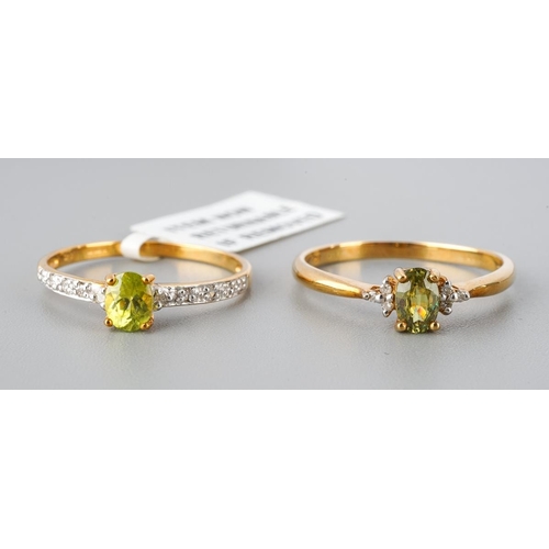 13 - Two 9ct gold gem set and diamond rings. To including Capelinha Sphene and diamond ring, together wit... 