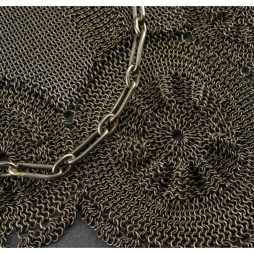 16 - Two white metal ( marked 925) necklaces, silver brooch, commemorative coin and white metal mesh bag.