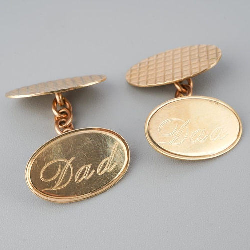 17 - A pair of 9 ct gold cufflinks, each inscribed DAD, gross weight approx. 4.5g