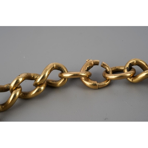 24 - 9 ct gold bracelet with a blank name tag, gross weight approx. 30.1g, clasp stuck