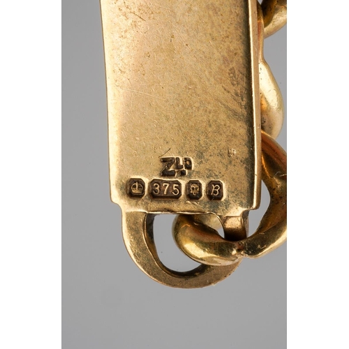 24 - 9 ct gold bracelet with a blank name tag, gross weight approx. 30.1g, clasp stuck