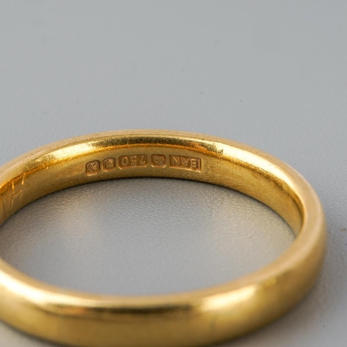 26 - 18ct gold Wedding ring, UK size, L 1/2, gross weight approx. 3.3g, fully hallmarked