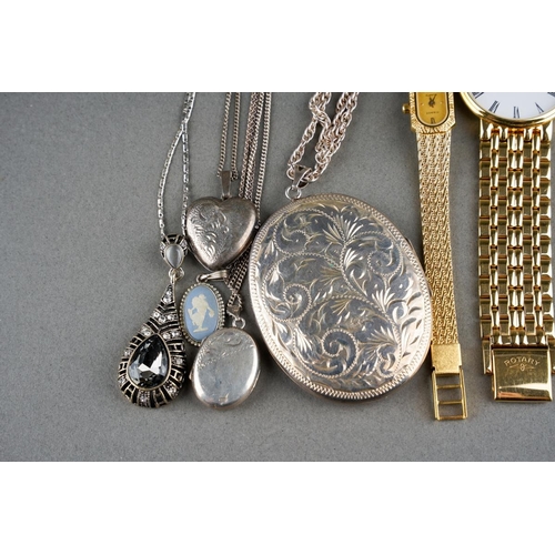 51 - Mixed lot of watches and jewellery to include a gent's gold plated Rotary watch and three gold plate... 