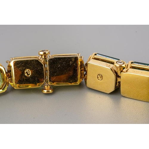 53 - Swarovski Millenia tennis crystal bracelet 18k gold plated set with green stones