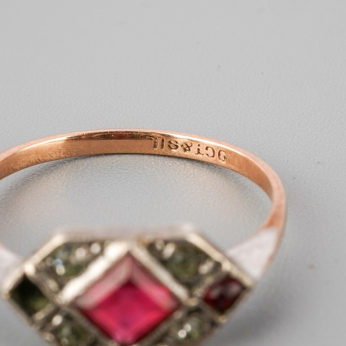 55 - An early 20th century 18ct gold sapphire and diamond cluster ring, together with a paste set ring. T... 