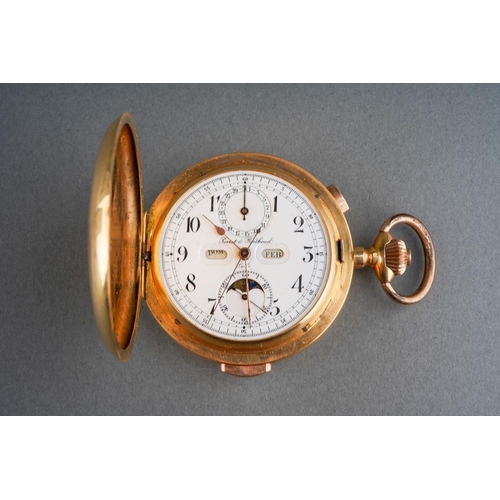 203 - An 18ct Gold Full hunter Moonphase pocket watch by Perret & Berthoud

A quarter repeating Chronograp... 