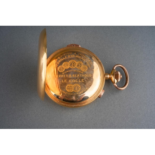 203 - An 18ct Gold Full hunter Moonphase pocket watch by Perret & Berthoud

A quarter repeating Chronograp... 