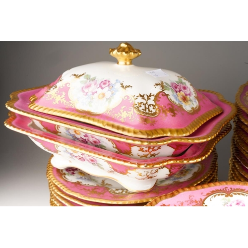 908 - An extensive Limoges (D&C/L Bernaudaud & Co) part dinner service, scalloped gilt edges with Pompadou... 