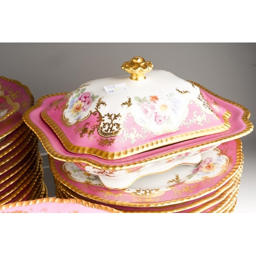 908 - An extensive Limoges (D&C/L Bernaudaud & Co) part dinner service, scalloped gilt edges with Pompadou... 