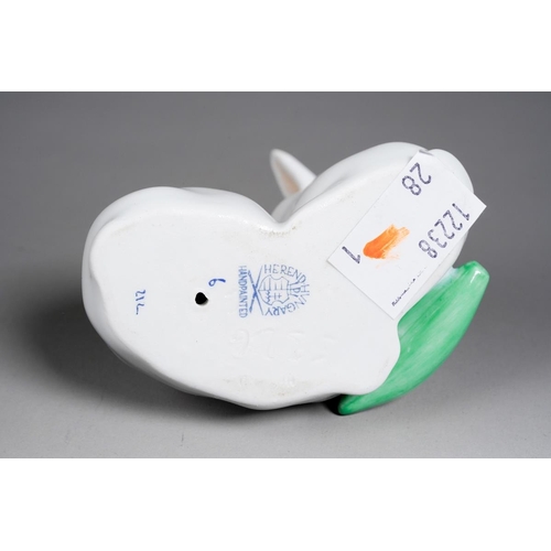 74 - A Herend model of two rabbits beside corn, iincised no. 5326, printed marks, height 9cm