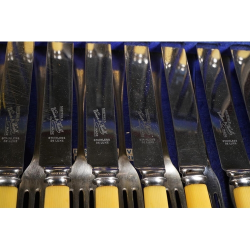 91 - An early 20th century mahogany cased canteen of Viners silver plated Old English pattern cutlery for... 