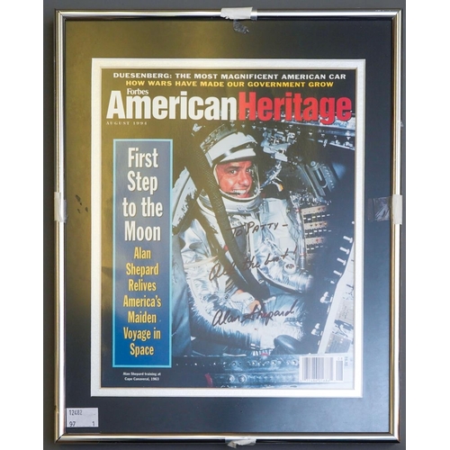 371 - Space: an Alan Shepard signature on the cover of a 1994 American Heritage magazine cover which is di... 
