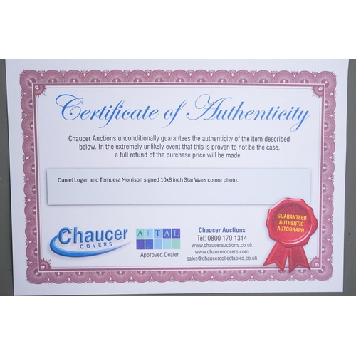 373 - Star Wars: a signed Daniel Logan and Temuera Morrison 10x8 inch colour photograph in character toget... 