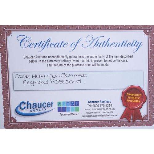 374 - Harrison Schmitt (Apollo 17) autographed NASA postcard [1]

Purchased Chaucer Auctions 07/1/22 lot 1... 