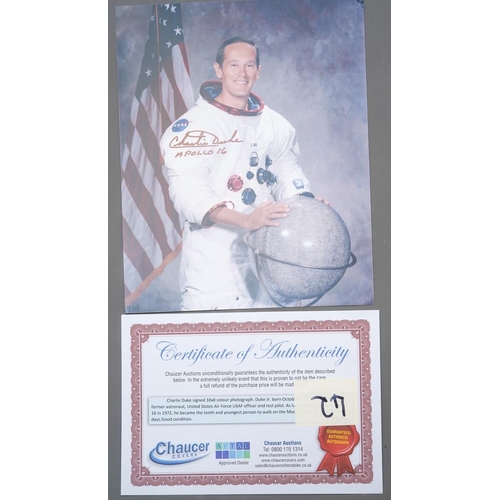 375 - Charlie Duke signed [10x8] colour photograph. 

Provenance: Chaucer Auctions 15/12/21 lot 42 with Ce... 