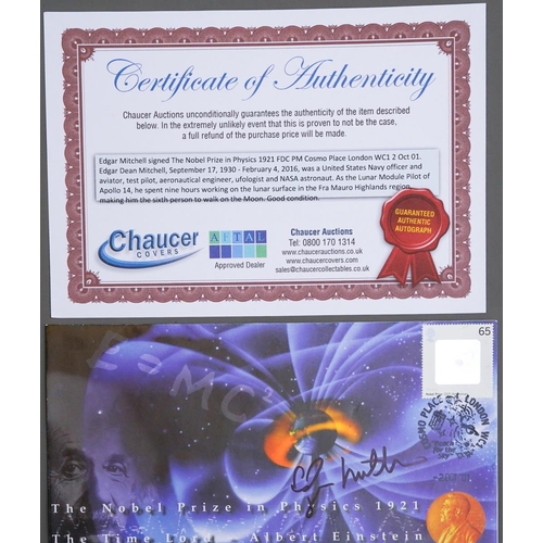 376 - Edgar Mitchell signed The Nobel Prize in Physics 1921 1st Day Cover, post mark Cosmo Place London WC... 