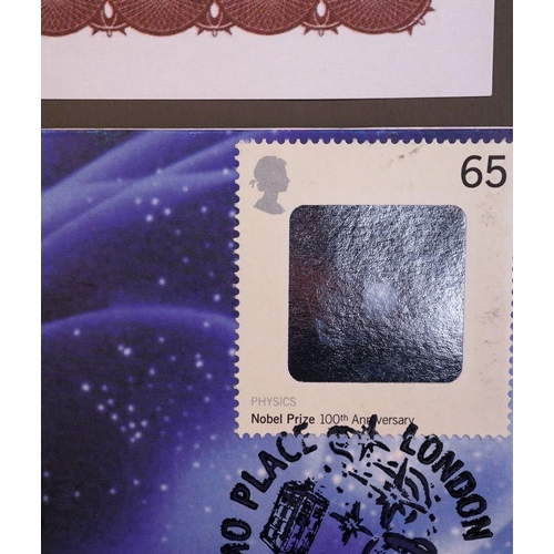 376 - Edgar Mitchell signed The Nobel Prize in Physics 1921 1st Day Cover, post mark Cosmo Place London WC... 
