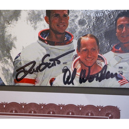 377 - Commander David R Scott and CM Pilot Alfred M. Worden signed Apollo 15 50th Anniversary signed 1st D... 