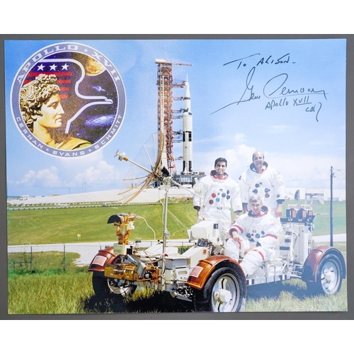 378 - Gene Cernan signed NASA Apollo XVII [10x8] colour photo with dedication 