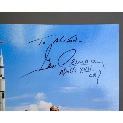 378 - Gene Cernan signed NASA Apollo XVII [10x8] colour photo with dedication 