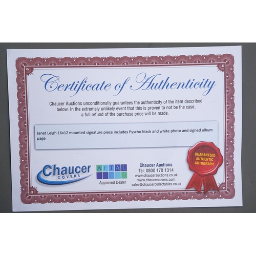 381 - Autograph: Janet Leigh, a black and white [16x12] Shower Scene photograph from Pyscho and signed alb... 