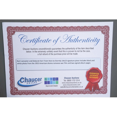 382 - Autograph: black and white [14x13] photograph 0f Burt Lancaster and Deborah Kerr 