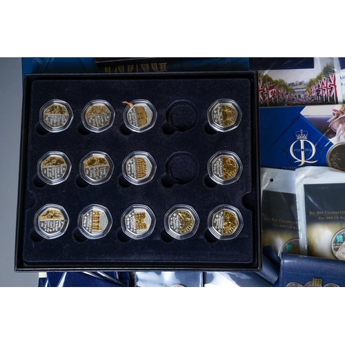 390 - A collection of Royalty related commemorative UK 50p coins, including some dual plated and commemora... 